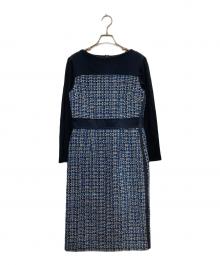 BOSS HUGO BOSS（ボス ヒューゴボス）の古着「Danopus Tweed Colorblock Sheath Dress」｜ネイビー