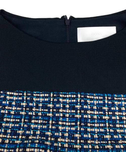 BOSS HUGO BOSS（ボス ヒューゴボス）BOSS HUGO BOSS (ボス ヒューゴボス) Danopus Tweed Colorblock Sheath Dress ネイビー サイズ:FR38の古着・服飾アイテム