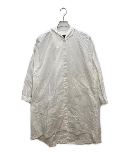mizuiro-ind（ミズイロインド）mizuiro-ind (ミズイロインド) フーデッドリネンブレンドコート ホワイト サイズ:表記無の古着・服飾アイテム