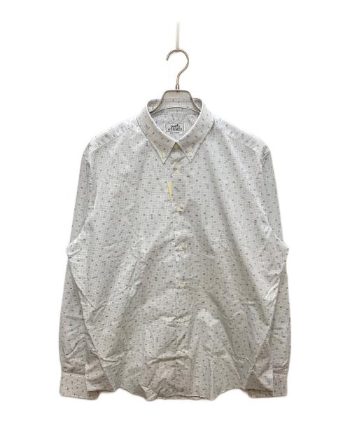 HERMES（エルメス）HERMES (エルメス) 長袖シャツ ホワイト×ブルー サイズ:44 未使用品の古着・服飾アイテム