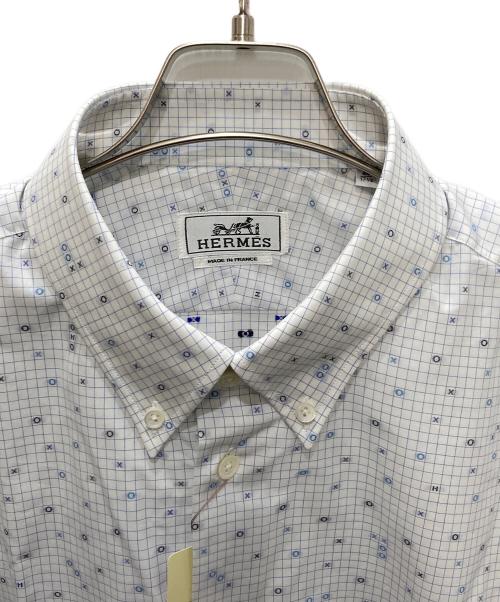 HERMES（エルメス）HERMES (エルメス) 長袖シャツ ホワイト×ブルー サイズ:44 未使用品の古着・服飾アイテム