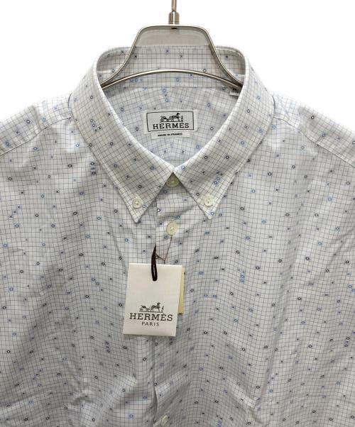 HERMES（エルメス）HERMES (エルメス) 長袖シャツ ホワイト×ブルー サイズ:44 未使用品の古着・服飾アイテム
