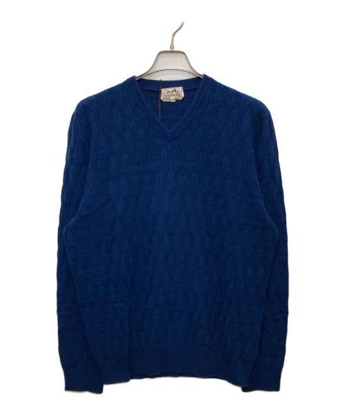 HERMES（エルメス）HERMES (エルメス) Hロゴカシミヤニット ブルー サイズ:XXLの古着・服飾アイテム