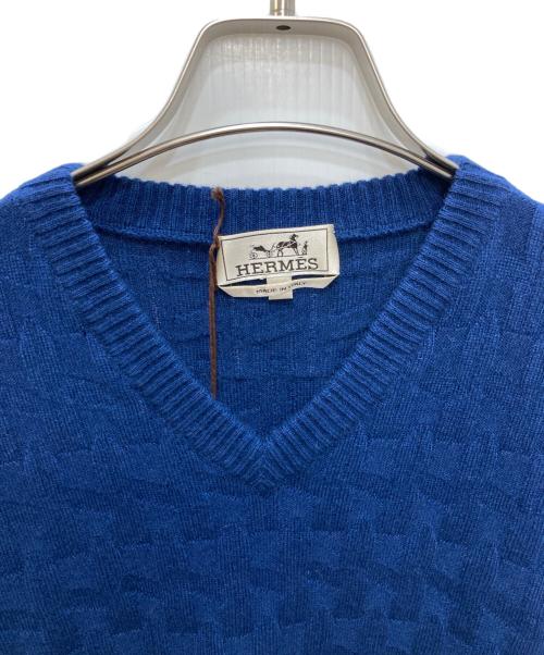 HERMES（エルメス）HERMES (エルメス) Hロゴカシミヤニット ブルー サイズ:XXLの古着・服飾アイテム