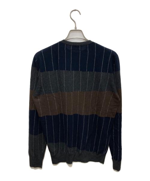 HERMES（エルメス）HERMES (エルメス) カシミヤニット グレー×ネイビー サイズ:XLの古着・服飾アイテム