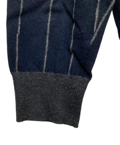 HERMES（エルメス）HERMES (エルメス) カシミヤニット グレー×ネイビー サイズ:XLの古着・服飾アイテム