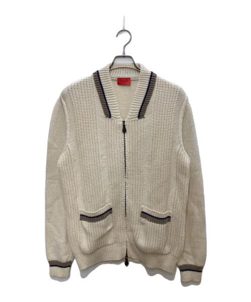 ISAIA NAPOLI（イザイアナポリ）ISAIA NAPOLI (イザイアナポリ) ジップカーディガン ホワイト サイズ:ＸＬの古着・服飾アイテム