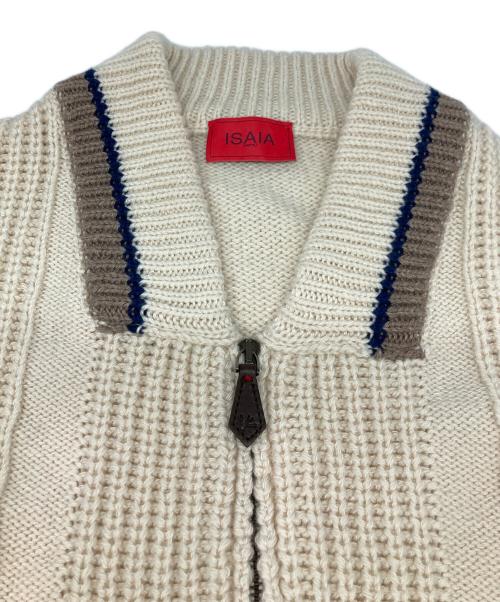 ISAIA NAPOLI（イザイアナポリ）ISAIA NAPOLI (イザイアナポリ) ジップカーディガン ホワイト サイズ:ＸＬの古着・服飾アイテム