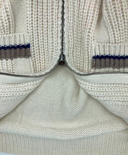 ISAIA NAPOLI（イザイアナポリ）ISAIA NAPOLI (イザイアナポリ) ジップカーディガン ホワイト サイズ:ＸＬの古着・服飾アイテム