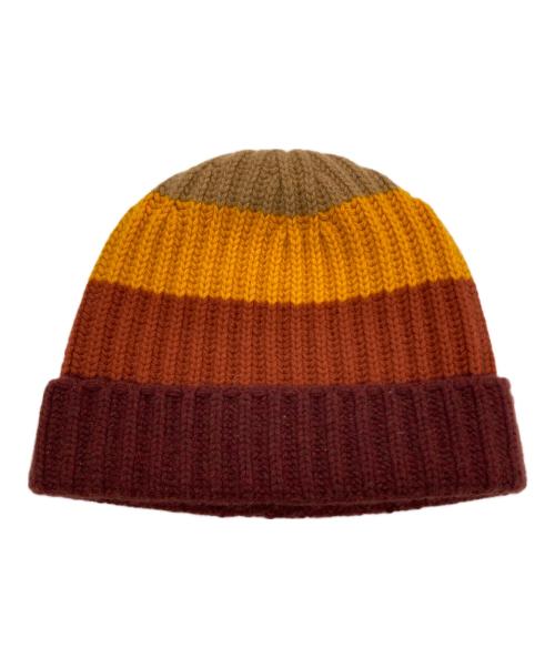 LORO PIANA（ロロピアーナ）LORO PIANA (ロロピアーナ) ベビーカシミヤ ニット帽 ブラウン×オレンジの古着・服飾アイテム