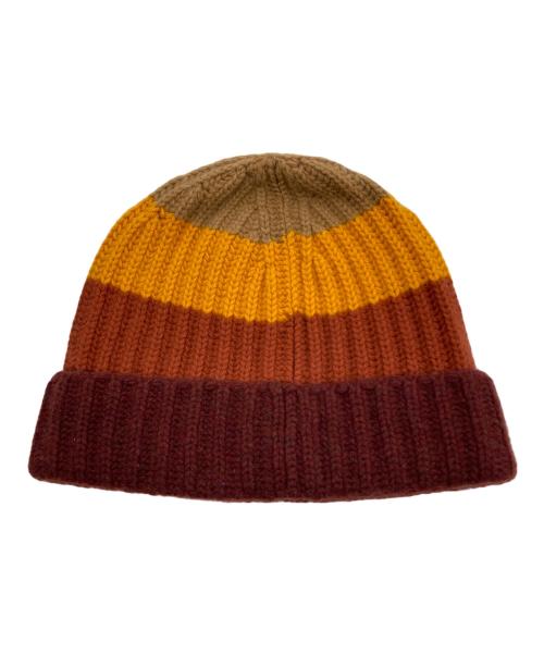 LORO PIANA（ロロピアーナ）LORO PIANA (ロロピアーナ) ベビーカシミヤ ニット帽 ブラウン×オレンジの古着・服飾アイテム