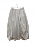 m mefuメフウ）の古着「ストライプバルーンスカート」｜ホワイト