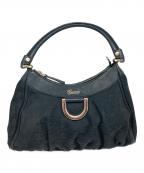 GUCCIグッチ）の古着「アビーライン GGシマ レザー ショルダー ハンドバッグ」｜ブラック