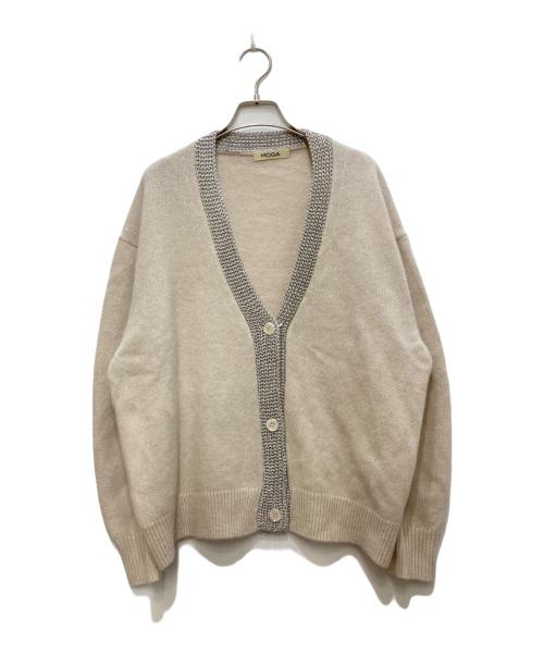 MOGA（モガ）MOGA (モガ) ラクーンラメVネックカーディガン ベージュ サイズ:freeの古着・服飾アイテム