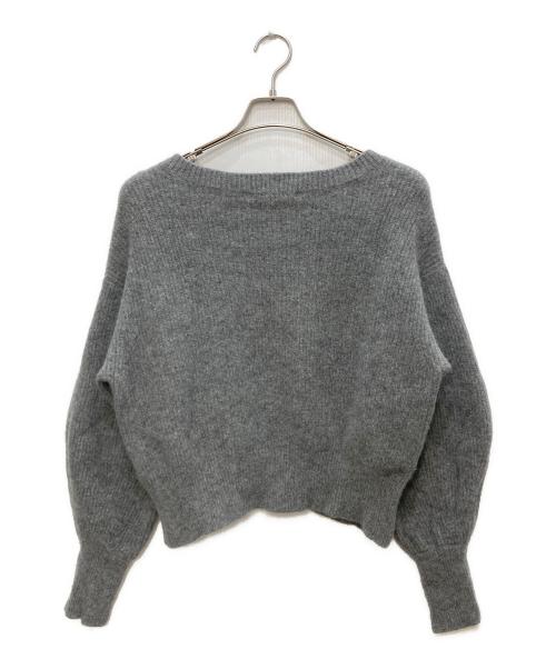 Curensology（カレンソロジー）Curensology (カレンソロジー) ウールカシミヤステッチVネックプルオーバー ニット グレー サイズ:Fの古着・服飾アイテム