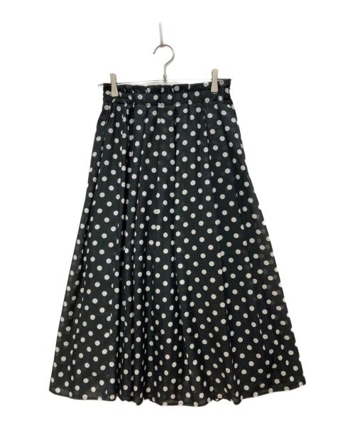 le.coeur blanc（ルクールブラン）le.coeur blanc (ルクールブラン) ローンドットプリントタックギャザースカート ホワイト×ブラック サイズ:38 未使用品の古着・服飾アイテム