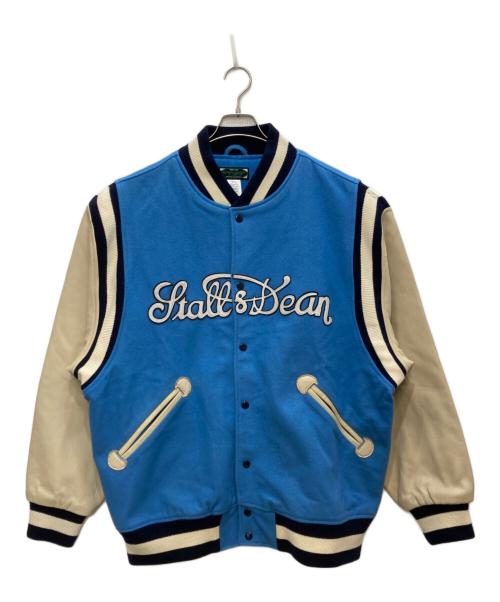 STALL & DEAN（ストール&ディーン）STALL & DEAN (ストール&ディーン) レザー切替スタジャン ブルー サイズ:2XLの古着・服飾アイテム