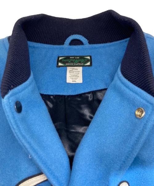 STALL & DEAN（ストール&ディーン）STALL & DEAN (ストール&ディーン) レザー切替スタジャン ブルー サイズ:2XLの古着・服飾アイテム