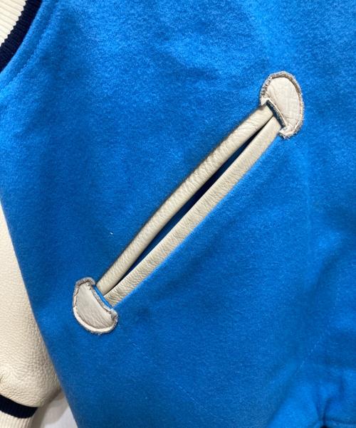 STALL & DEAN（ストール&ディーン）STALL & DEAN (ストール&ディーン) レザー切替スタジャン ブルー サイズ:2XLの古着・服飾アイテム