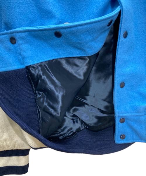 STALL & DEAN（ストール&ディーン）STALL & DEAN (ストール&ディーン) レザー切替スタジャン ブルー サイズ:2XLの古着・服飾アイテム