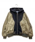 MAISON SPECIALメゾンスペシャル）の古着「Different Material Docking Prime-Over Military Blouson/ディファレント・マテリアル・ドッキング・プライムオーバー・ミリタリーブルゾン」｜カーキ×ブラック