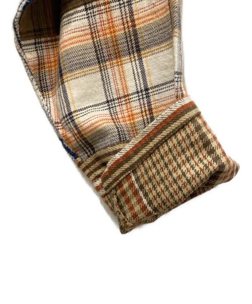 rebear by johnbull（リベアバイジョンブル）rebear by johnbull (リベアバイジョンブル) パッチワークノーカラージャケット ブラウン サイズ:FREEの古着・服飾アイテム