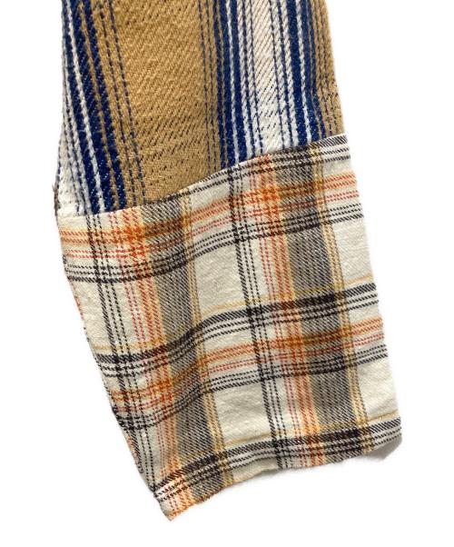 rebear by johnbull（リベアバイジョンブル）rebear by johnbull (リベアバイジョンブル) パッチワークノーカラージャケット ブラウン サイズ:FREEの古着・服飾アイテム