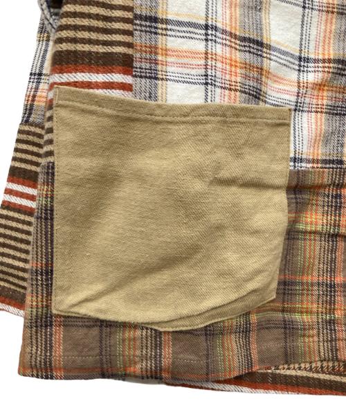 rebear by johnbull（リベアバイジョンブル）rebear by johnbull (リベアバイジョンブル) パッチワークノーカラージャケット ブラウン サイズ:FREEの古着・服飾アイテム