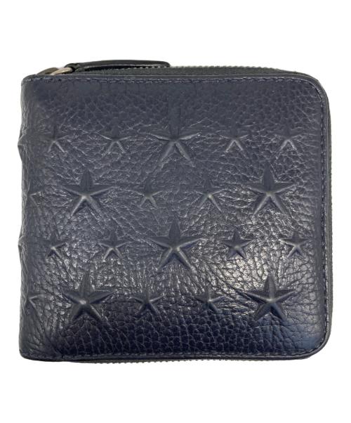 JIMMY CHOO（ジミーチュウ）JIMMY CHOO (ジミーチュウ) スターラウンドジップ2つ折り財布 ネイビーの古着・服飾アイテム