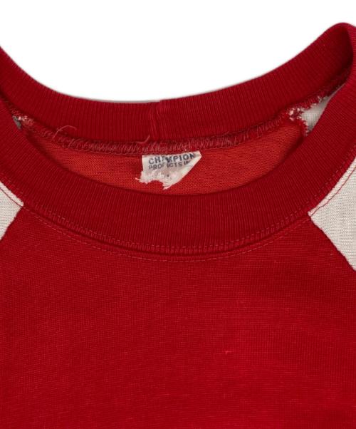 Champion（チャンピオン）Champion (チャンピオン) バイカラープリントTシャツ ホワイト×レッド サイズ:Ｍの古着・服飾アイテム