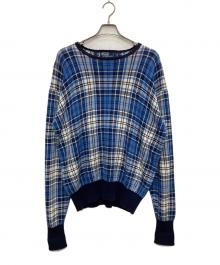 POLO RALPH LAUREN（ポロ・ラルフローレン）の古着「チェックニット」｜ネイビー