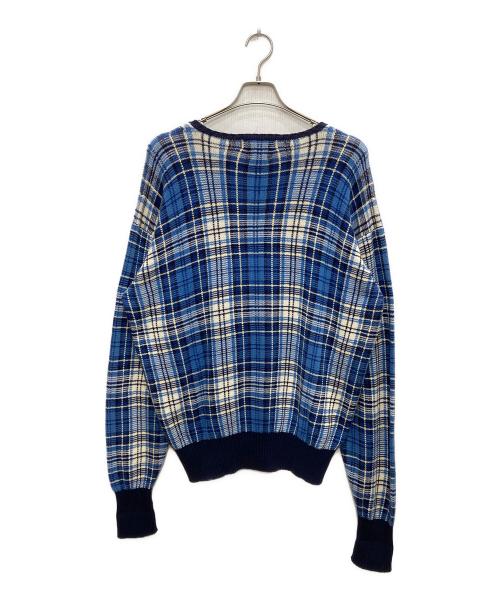 POLO RALPH LAUREN（ポロ・ラルフローレン）POLO RALPH LAUREN (ポロ・ラルフローレン) チェックニット ネイビー サイズ:Lの古着・服飾アイテム