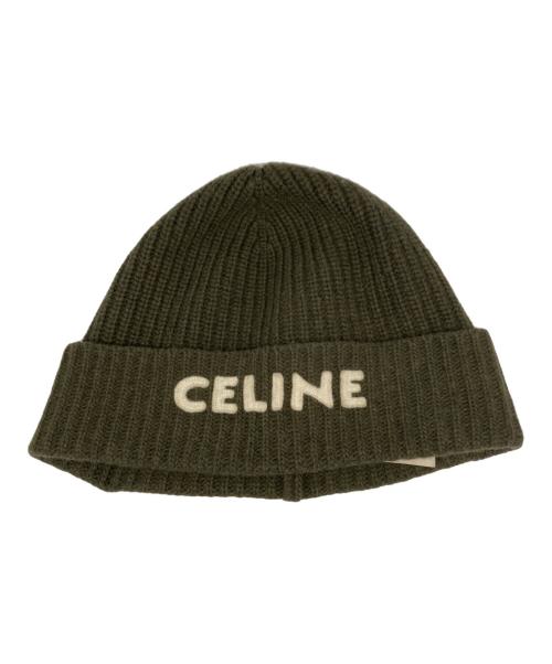 CELINE（セリーヌ）CELINE (セリーヌ) ウールニット帽 グリーンの古着・服飾アイテム