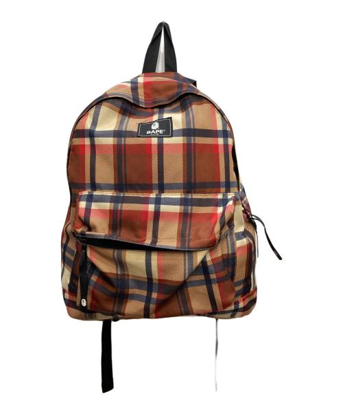 A BATHING APE（ア ベイシング エイプ）A BATHING APE (ア ベイシング エイプ) ラブジェネチェックバックパック ベージュの古着・服飾アイテム