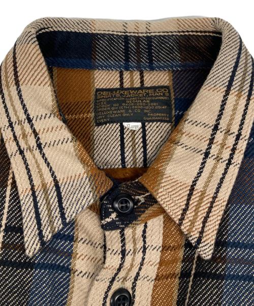 Deluxeware（デラックスウェア）DELUXEWARE (デラックスウェア) ヘビーネルシャツ ブラウン サイズ:ＸＬの古着・服飾アイテム