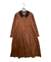MARGARET HOWELL（マーガレットハウエル）の古着「WASHED COTTON SATIN ワンピース」｜ブラウン