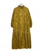 pernaペルナ）の古着「フラワージャガードワンピース」｜イエロー