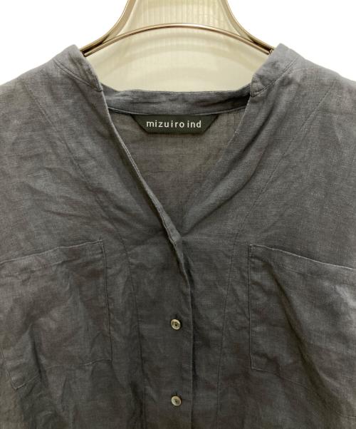 mizuiro-ind（ミズイロインド）mizuiro-ind (ミズイロインド) リネンコクーンシャツ ネイビー サイズ:Freeの古着・服飾アイテム