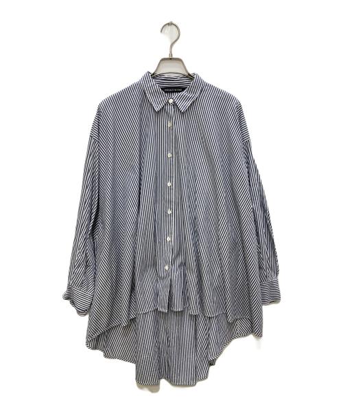 mizuiro-ind（ミズイロインド）mizuiro-ind (ミズイロインド) ストライプロングシャツ ネイビー サイズ:FREEの古着・服飾アイテム