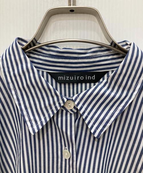 mizuiro-ind（ミズイロインド）mizuiro-ind (ミズイロインド) ストライプロングシャツ ネイビー サイズ:FREEの古着・服飾アイテム