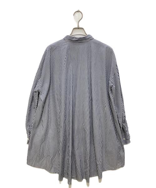 mizuiro-ind（ミズイロインド）mizuiro-ind (ミズイロインド) ストライプロングシャツ ネイビー サイズ:FREEの古着・服飾アイテム