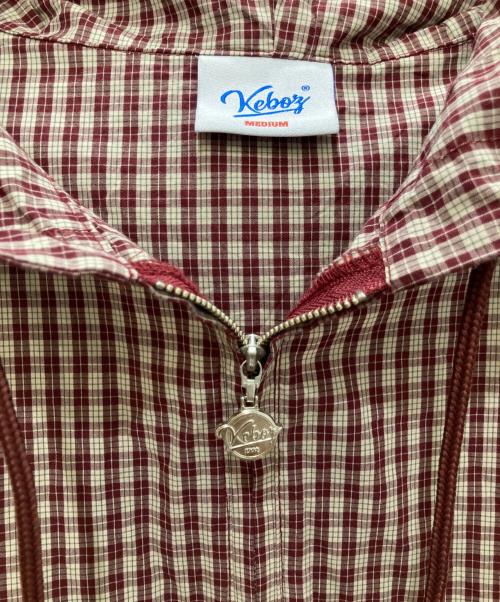 KEBOZ（ケボズ）KEBOZ (ケボズ) CHECK HOOD SHIRT/チェック フード シート ホワイト×レッド サイズ:Ｍの古着・服飾アイテム