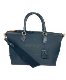 PRADA（プラダ）の古着「ロゴジャガード 2WAYバッグ」｜ブラック