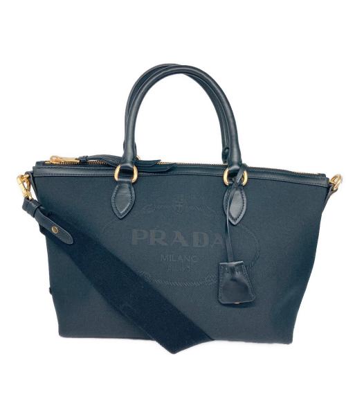 PRADA（プラダ）PRADA (プラダ) ロゴジャガード 2WAYバッグ ブラックの古着・服飾アイテム