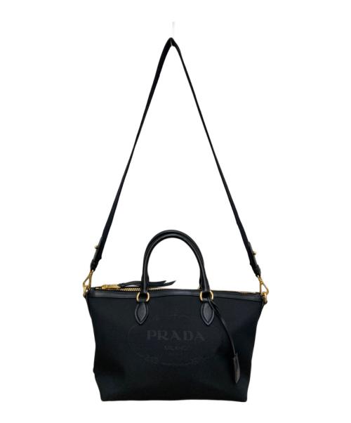 PRADA（プラダ）PRADA (プラダ) ロゴジャガード 2WAYバッグ ブラックの古着・服飾アイテム