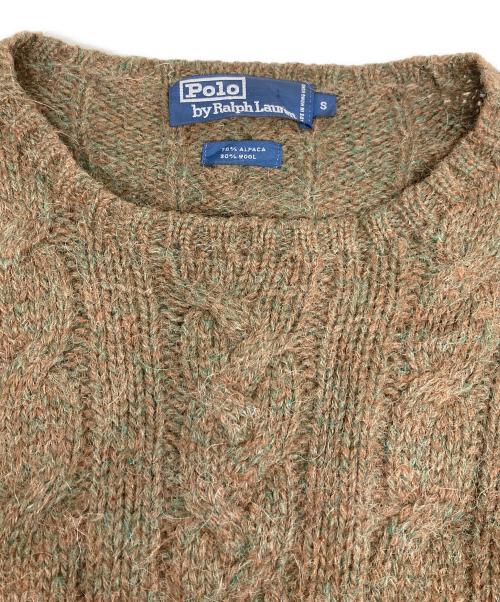 POLO RALPH LAUREN（ポロ・ラルフローレン）POLO RALPH LAUREN (ポロ・ラルフローレン) アルパカ×ウールケーブルニット オリーブ サイズ:Sの古着・服飾アイテム