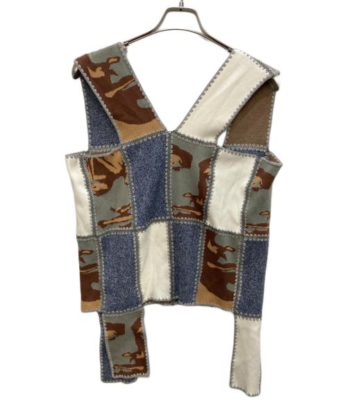 kotohayokozawa（コトハヨコザワ）kotohayokozawa (コトハヨコザワ) Face Panel Knit/フェイス パネル ニット マルチカラー サイズ:1の古着・服飾アイテム