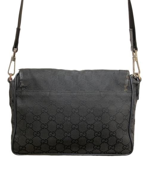 GUCCI（グッチ）GUCCI (グッチ) GGキャンバス×レザー クロスボディ ショルダーバッグ ブラックの古着・服飾アイテム
