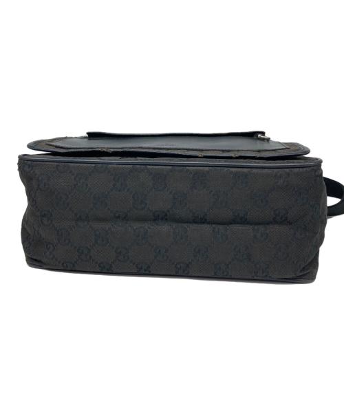 GUCCI（グッチ）GUCCI (グッチ) GGキャンバス×レザー クロスボディ ショルダーバッグ ブラックの古着・服飾アイテム