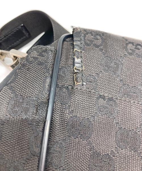 GUCCI（グッチ）GUCCI (グッチ) GGキャンバス×レザー クロスボディ ショルダーバッグ ブラックの古着・服飾アイテム